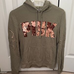 PINK Victoria's Secret Khaki Sequin Men's Hoodie
